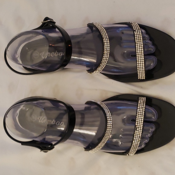 Shiny faux Latex glittery Sandals 9 - Picture 4 of 7